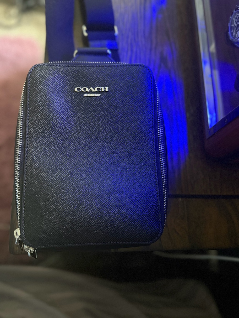 Coach Black Pebble crossbody Bag with Silver Hardware